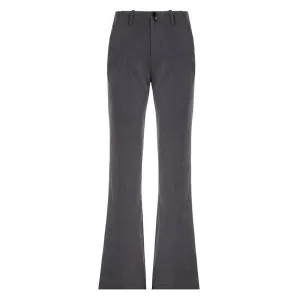 Grey High-Waisted Flared Pants