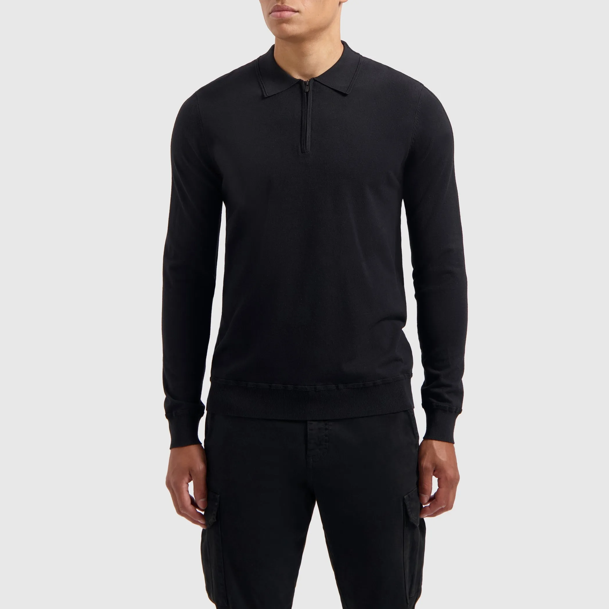 Halfzip Polo Knitwear | Black