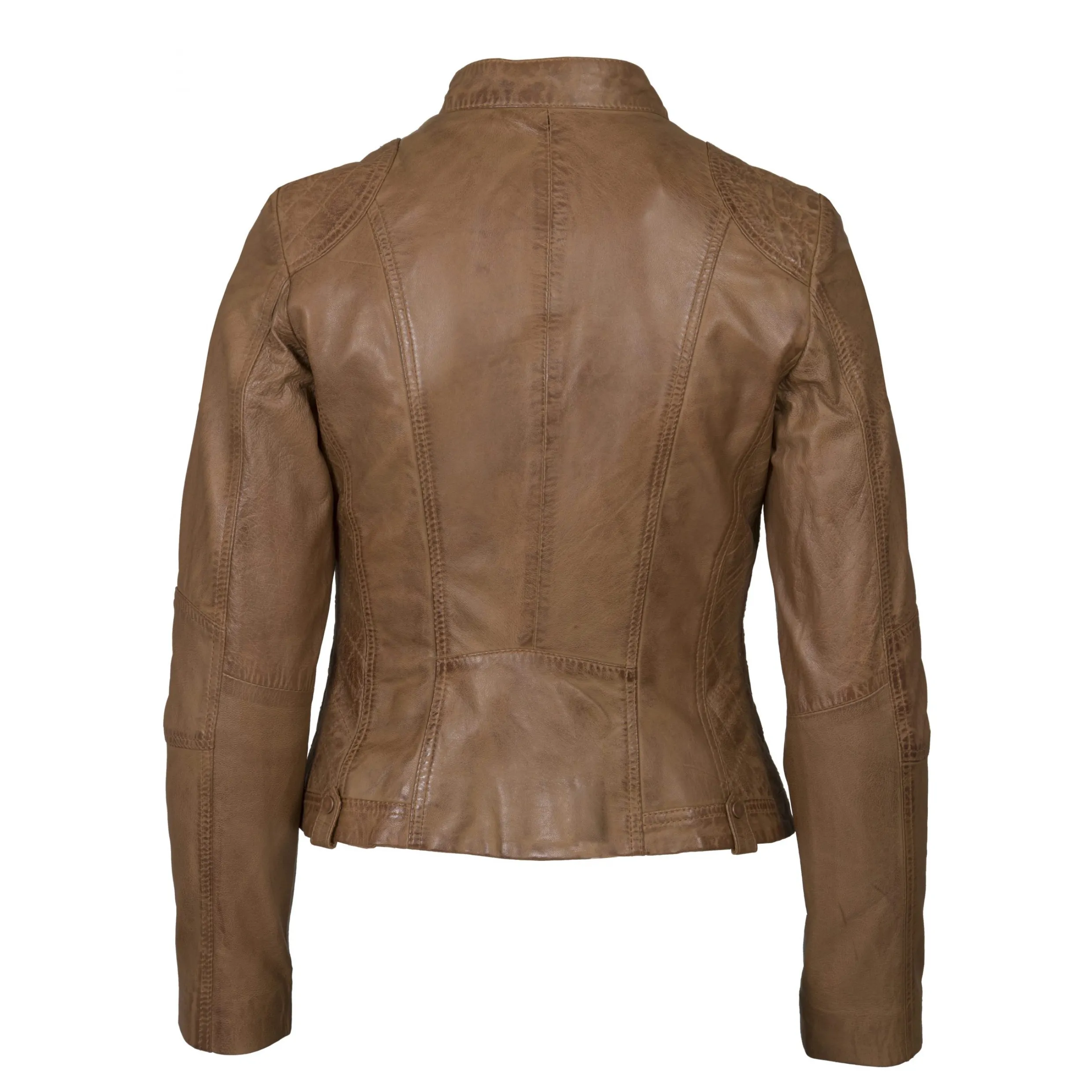 Helium Lamb Nappa Leather Jacket Biker Style Mia Chic - Tan