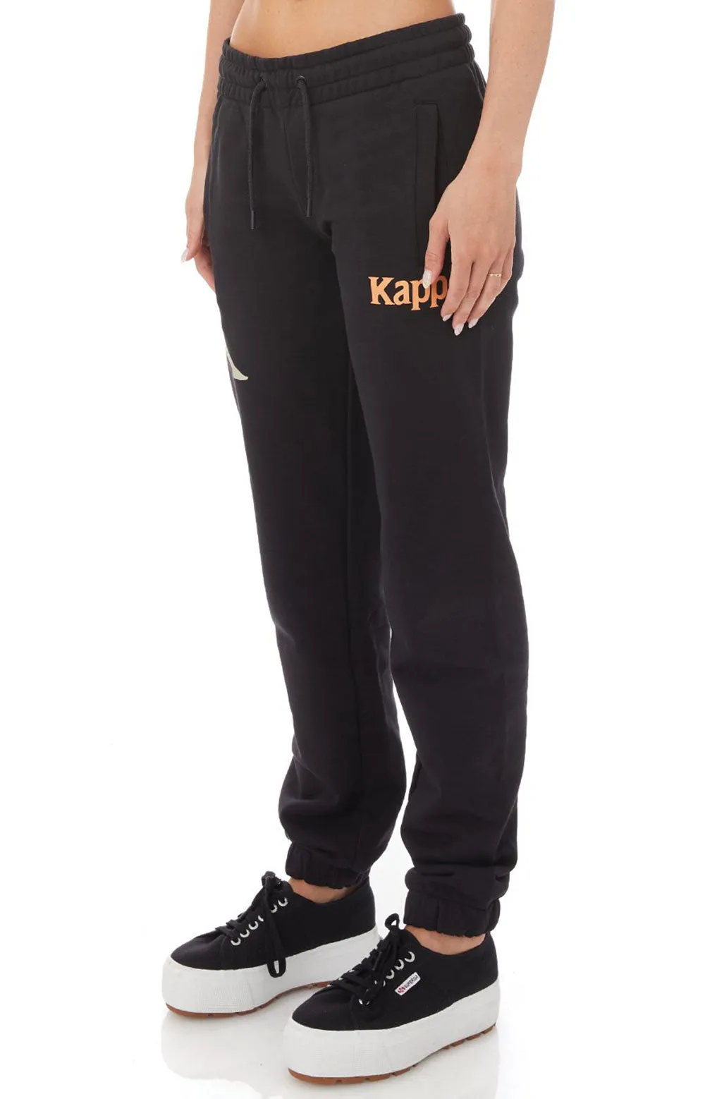 Kappa Women's Retro Ambatomainty Sweatpants - Black Smoke/Orange Salmon