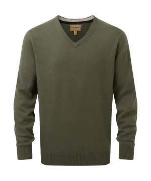 Lewis Lambswool V Neck Jumper - Woodland