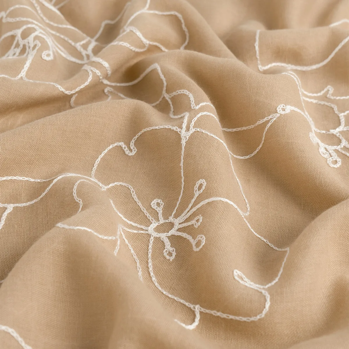 Lily Embroidered Hijab - Beige