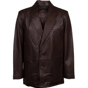 Lucky Leather 218 Men's 3 Button Classic Chocolate Brown Lambskin Leather Blazer