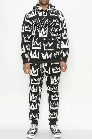 Men king Print Fleece-Lined Set