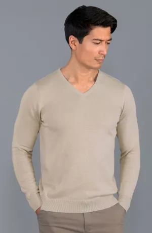 Mens Lighweight Cotton V-Neck Jumper