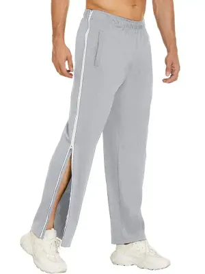 Men’s new solid color trendy sports side zipper loose sweatpants