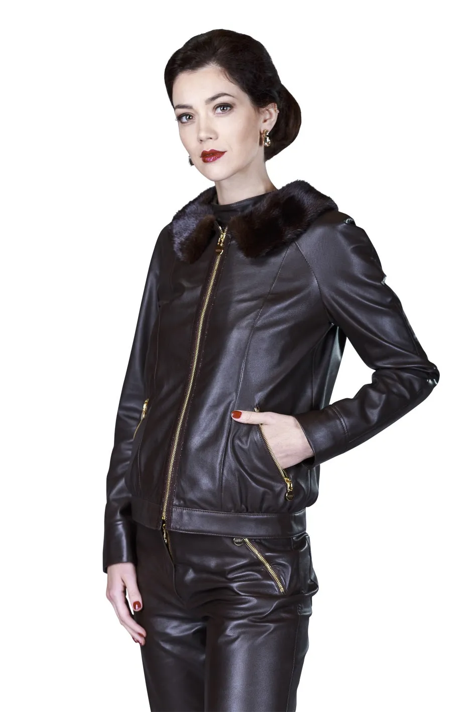 Mink Bomber Reindeer Leather Jacket- Limited Edition