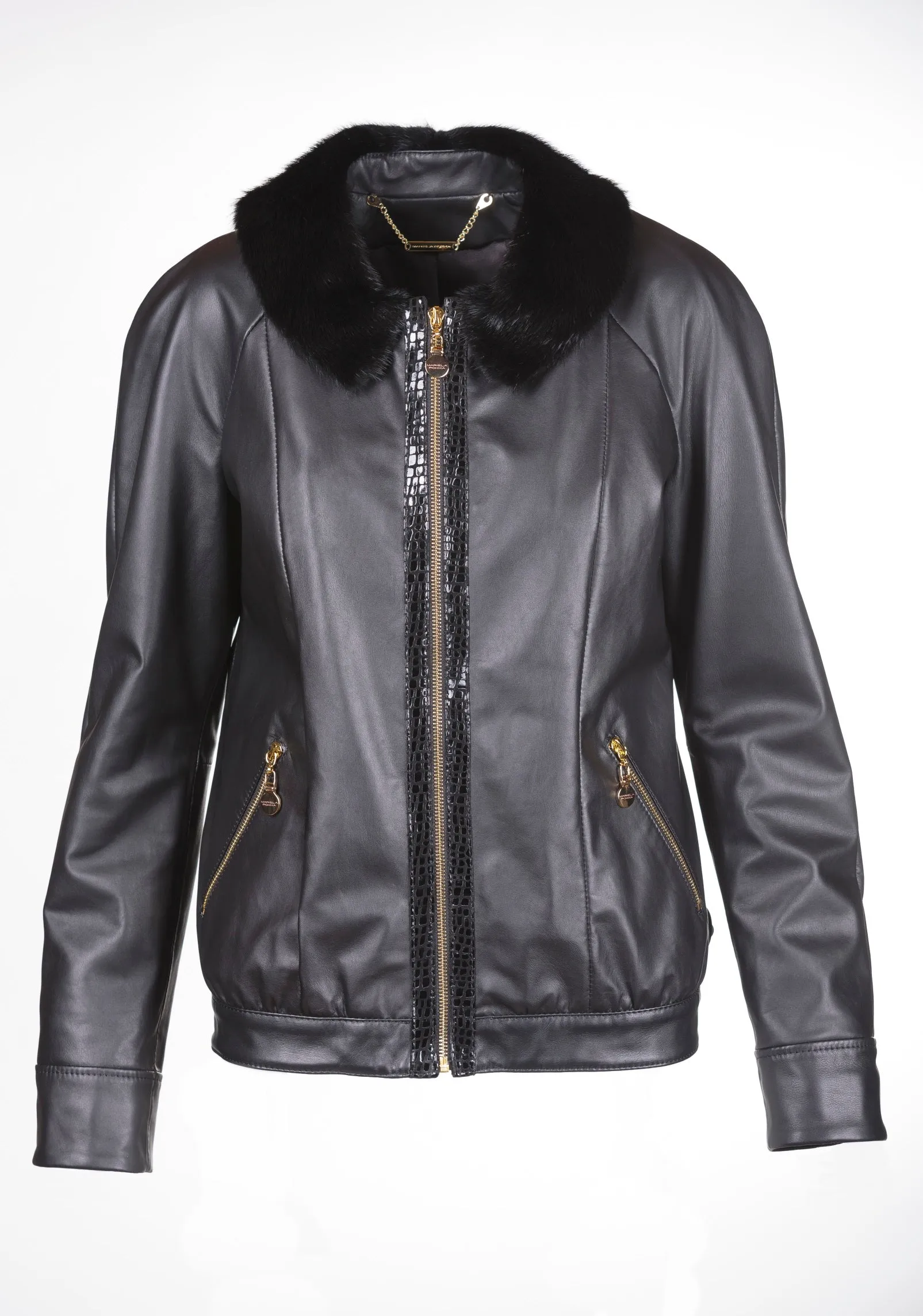 Mink Bomber Reindeer Leather Jacket- Limited Edition