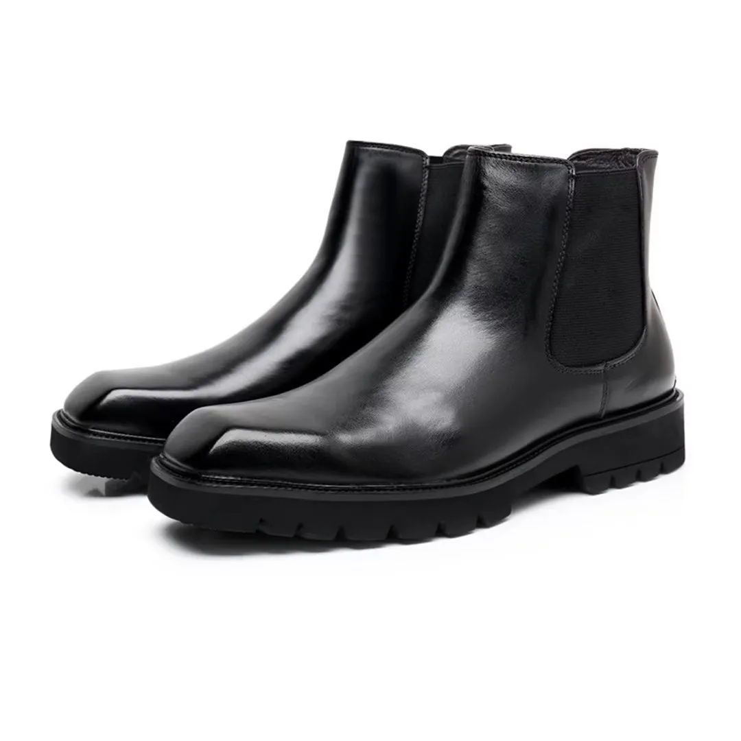 Modern Gentleman's Square-Toe Ankle Boots