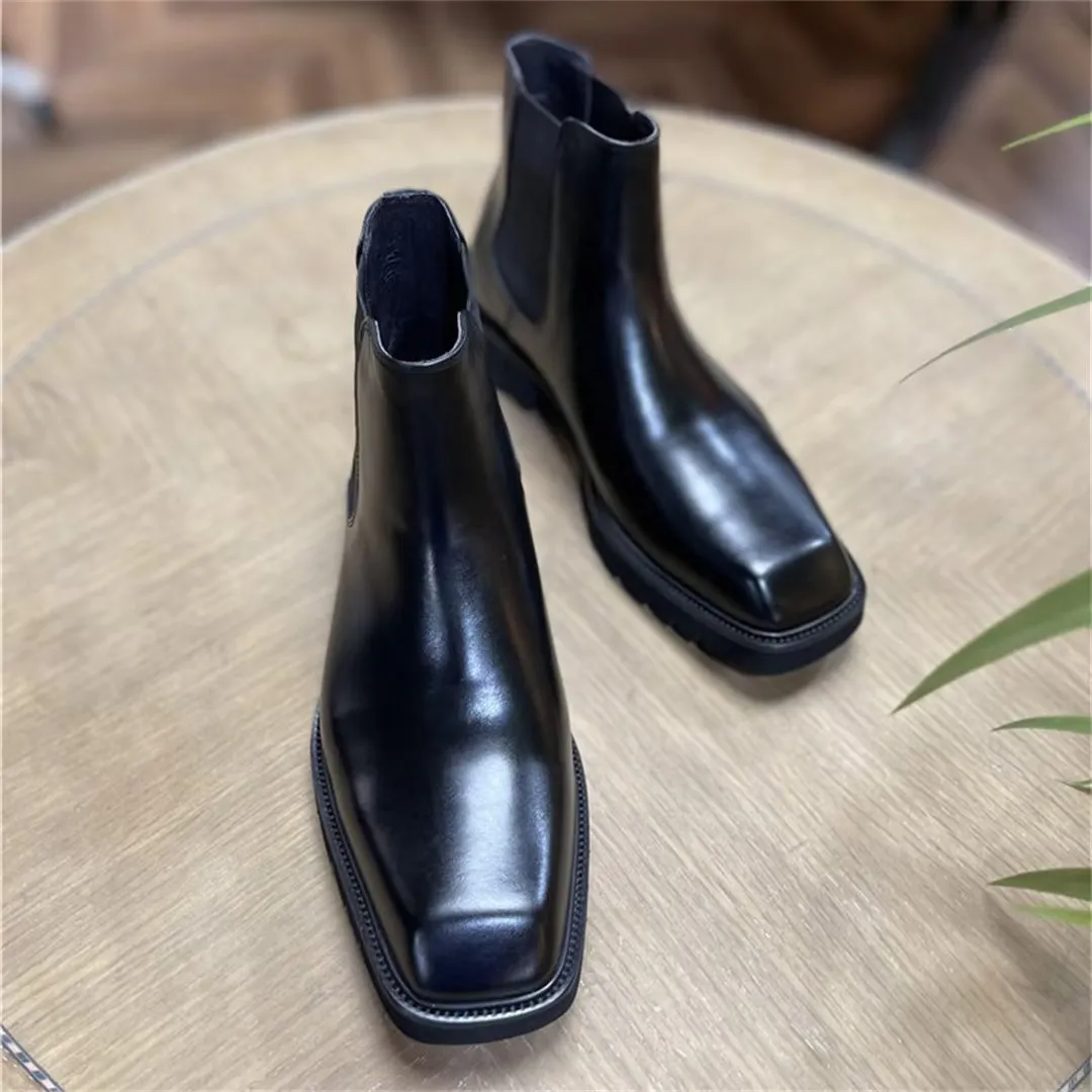 Modern Gentleman's Square-Toe Ankle Boots