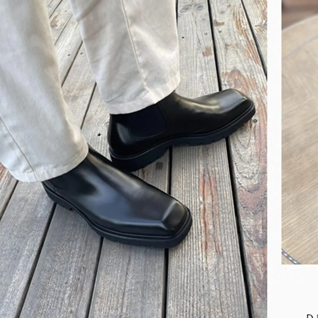 Modern Gentleman's Square-Toe Ankle Boots