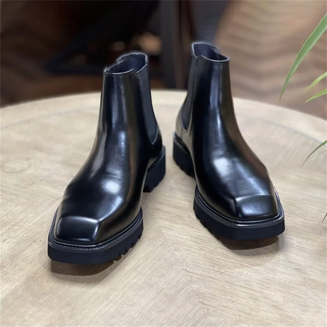 Modern Gentleman's Square-Toe Ankle Boots