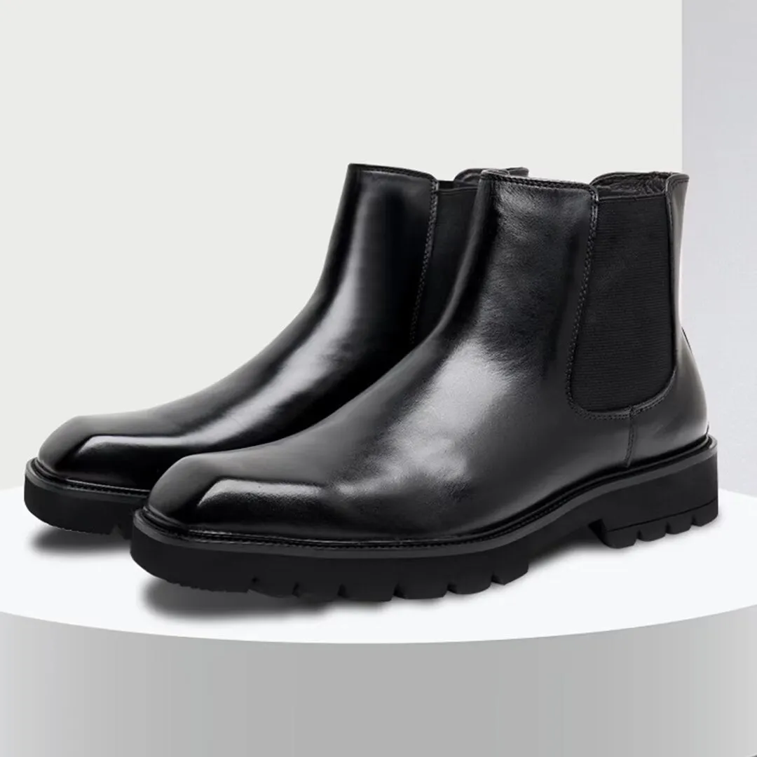 Modern Gentleman's Square-Toe Ankle Boots