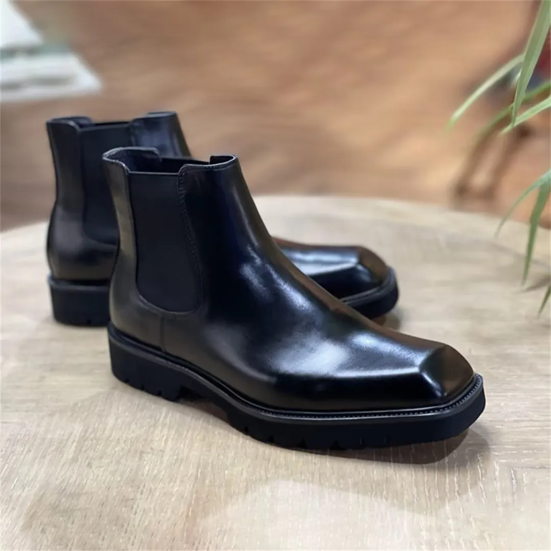 Modern Gentleman's Square-Toe Ankle Boots