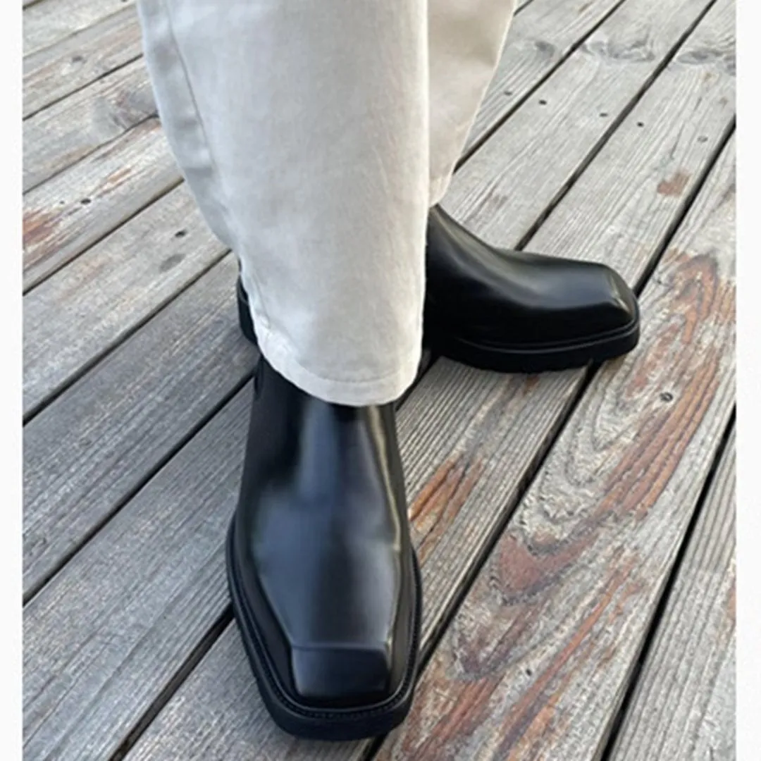 Modern Gentleman's Square-Toe Ankle Boots