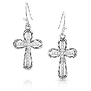 Montana Silversmiths Western Lifestyle Cross Earrings (Expressive Faith Crystal)