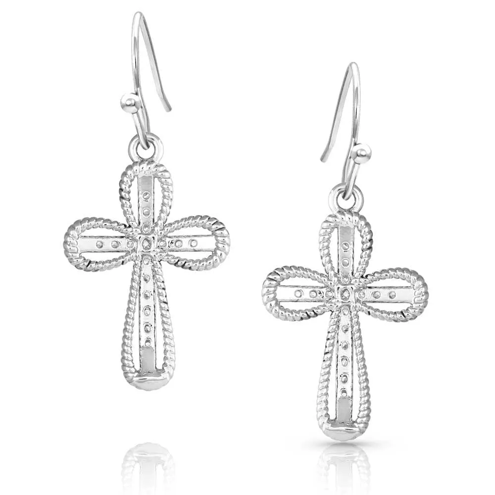 Montana Silversmiths Western Lifestyle Cross Earrings (Expressive Faith Crystal)