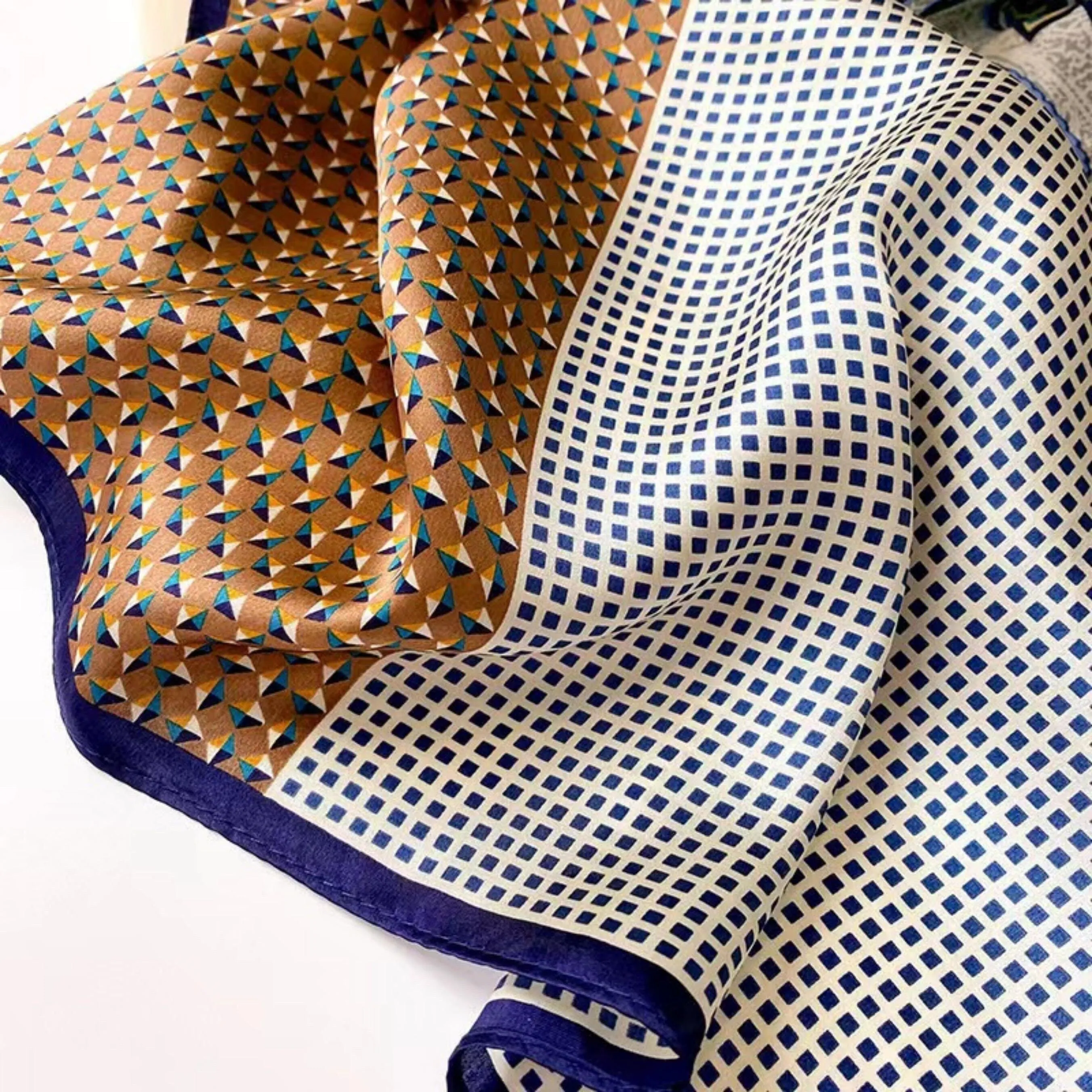 Polka Dot Paisley Pattern Patchwork silk scarf/100% mulberry Silk Scarf/Silk head scarf/Silk hair scarf/Silk neck scarf/Silk bandana/Bag Accessory