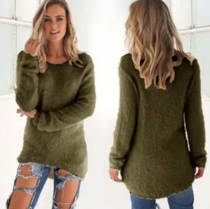 Solid Color Long Sleeve Women's Sweater Top