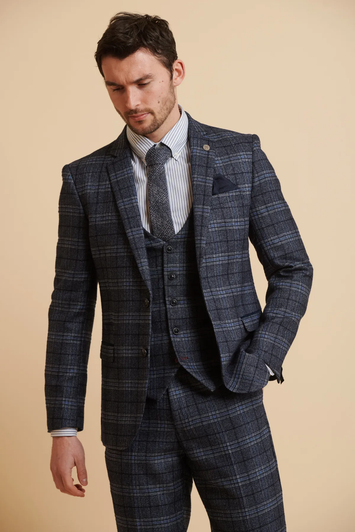 The Everton Collection | James Tarkowski in ANDY Blue Check Suit