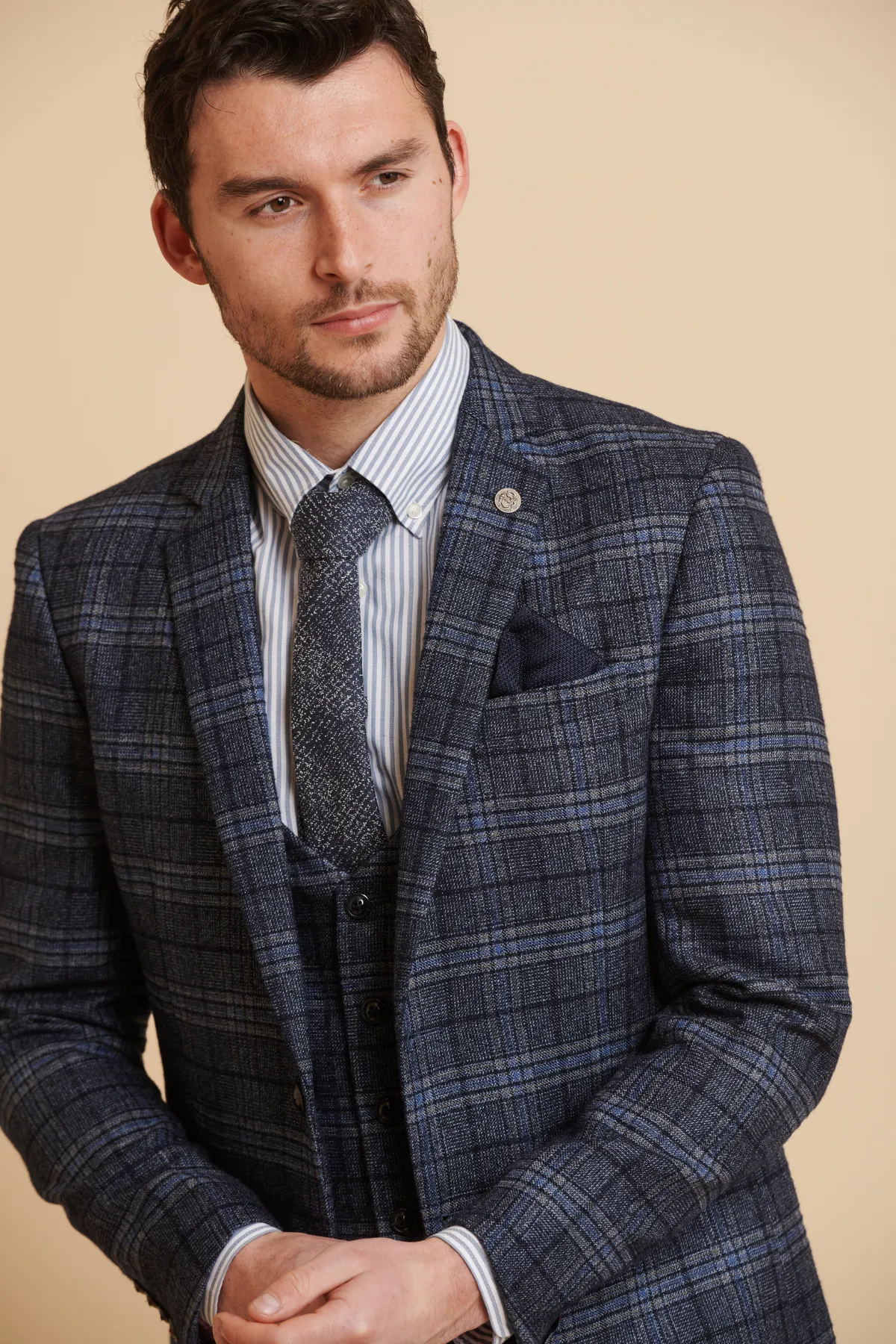 The Everton Collection | James Tarkowski in ANDY Blue Check Suit