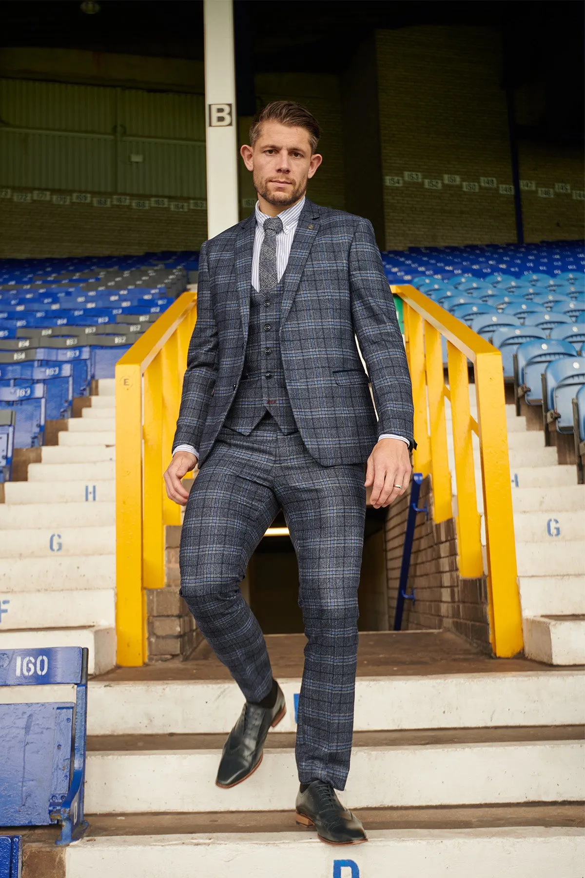 The Everton Collection | James Tarkowski in ANDY Blue Check Suit