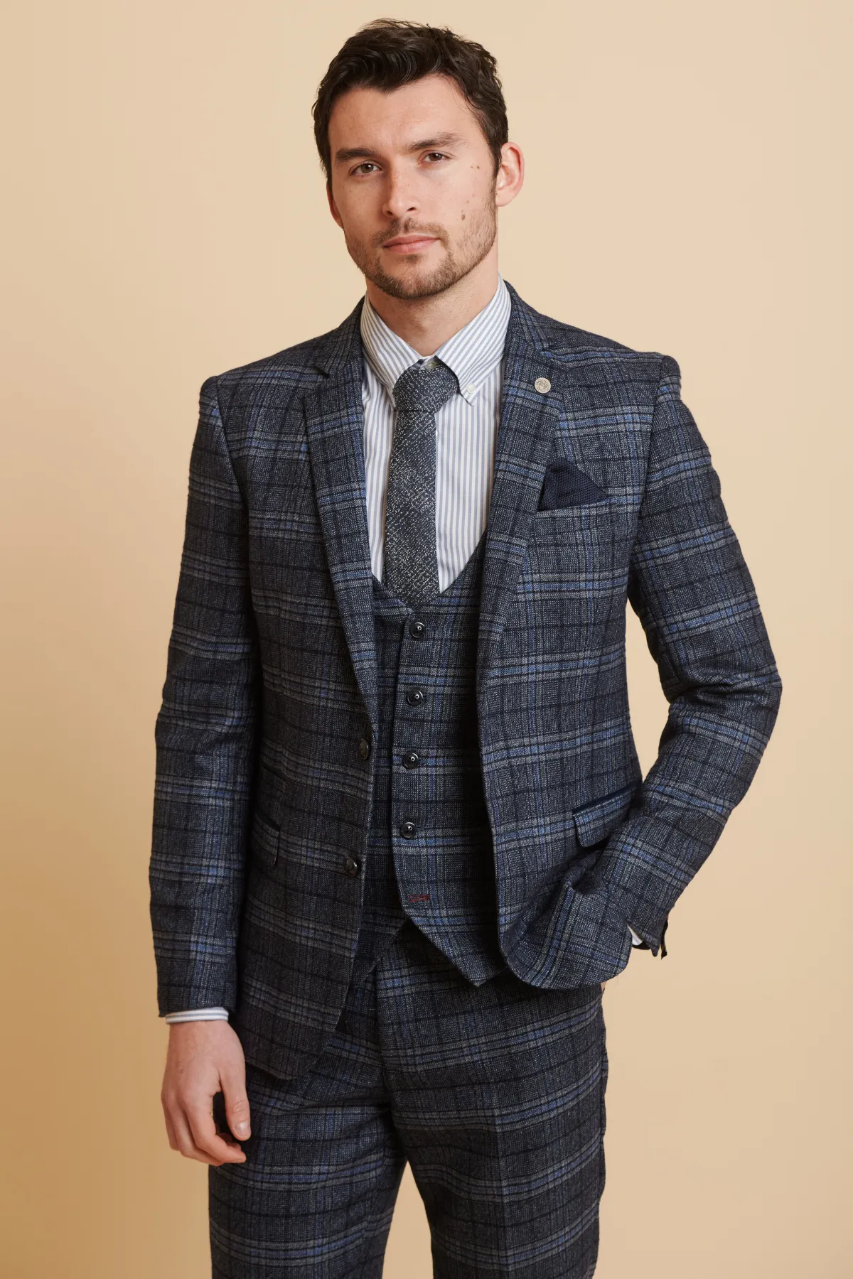 The Everton Collection | James Tarkowski in ANDY Blue Check Suit