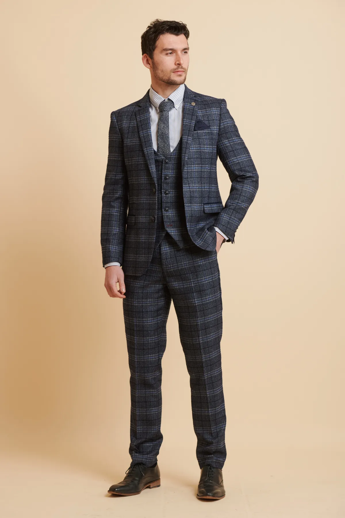 The Everton Collection | James Tarkowski in ANDY Blue Check Suit