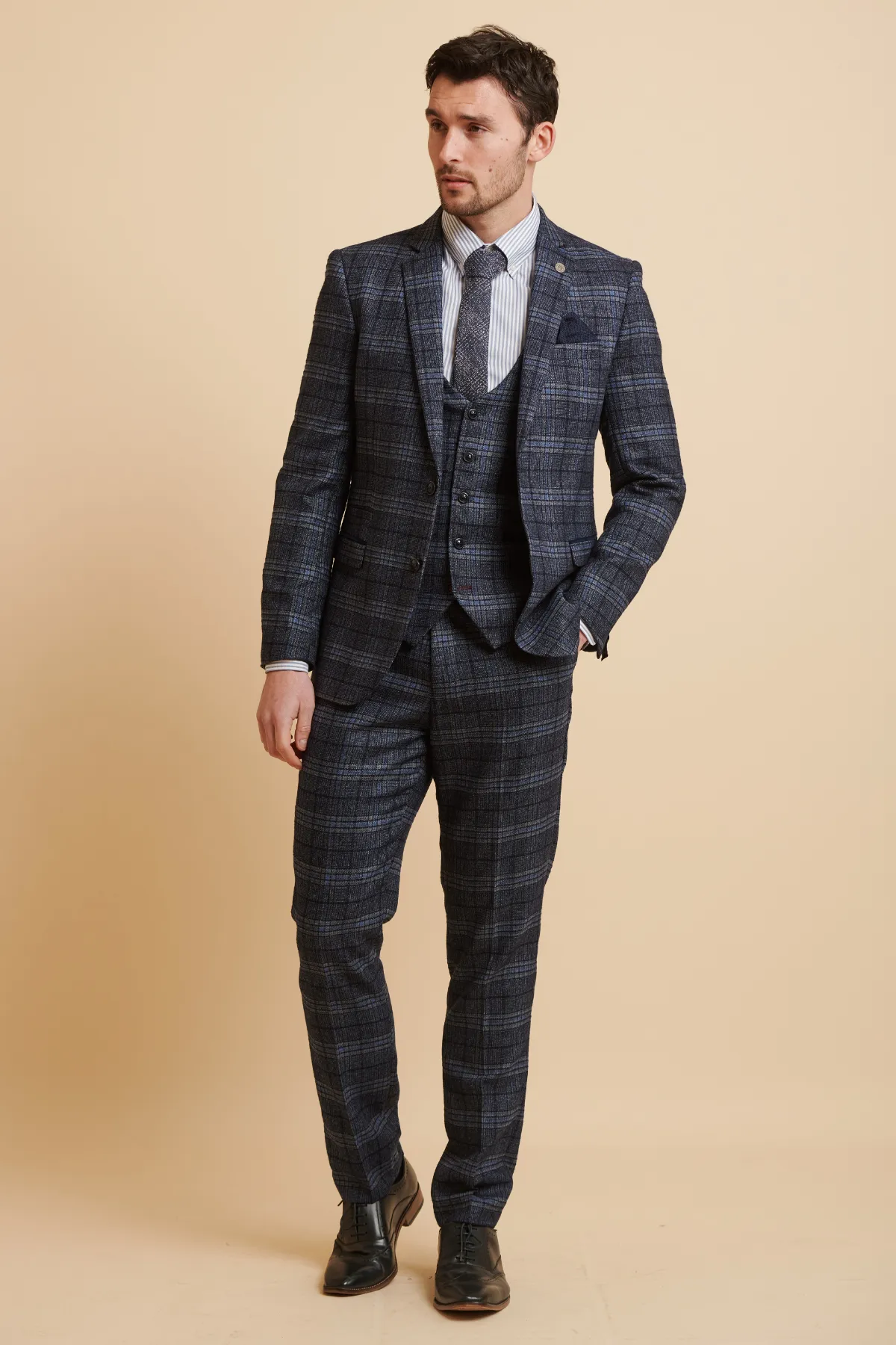 The Everton Collection | James Tarkowski in ANDY Blue Check Suit