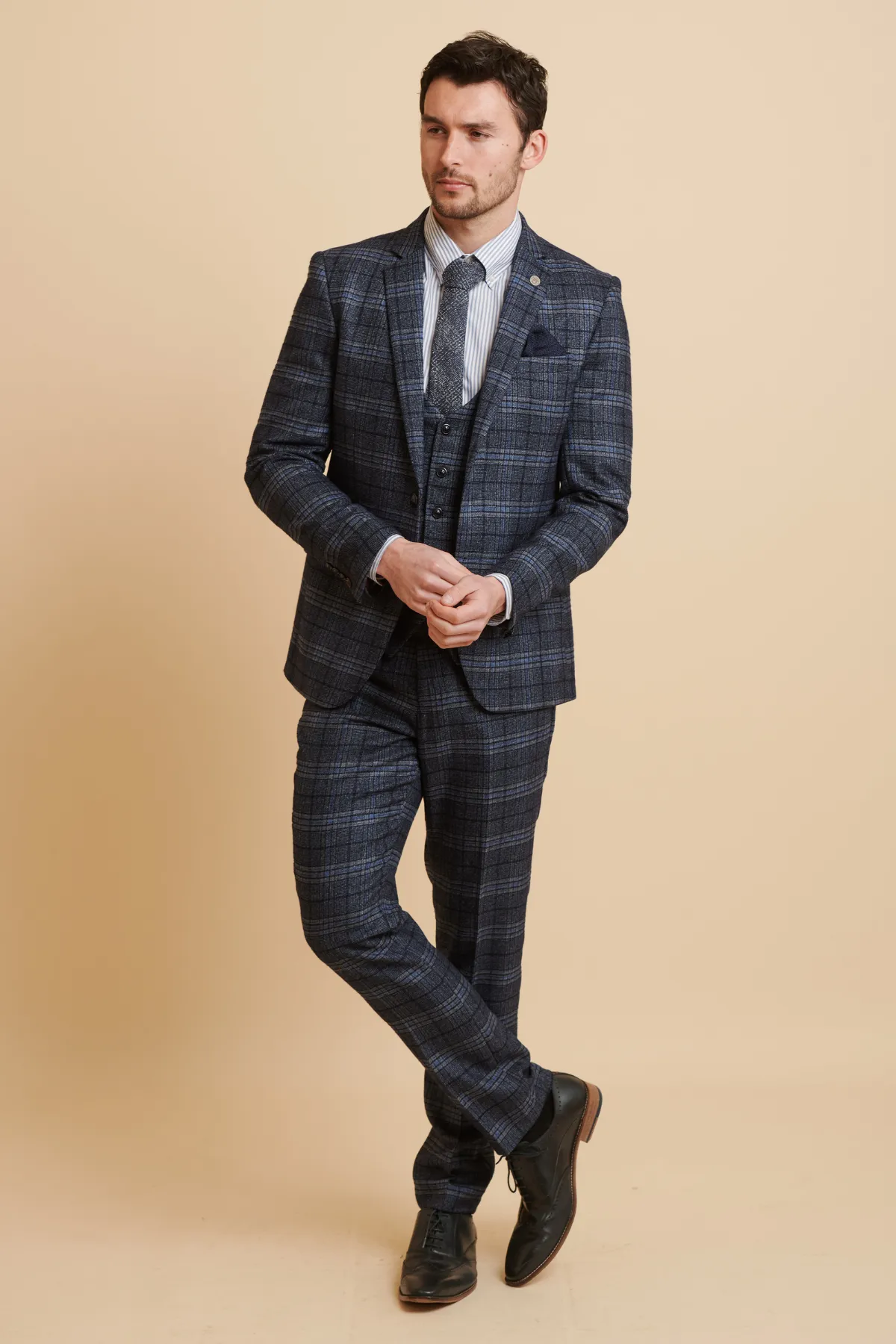 The Everton Collection | James Tarkowski in ANDY Blue Check Suit