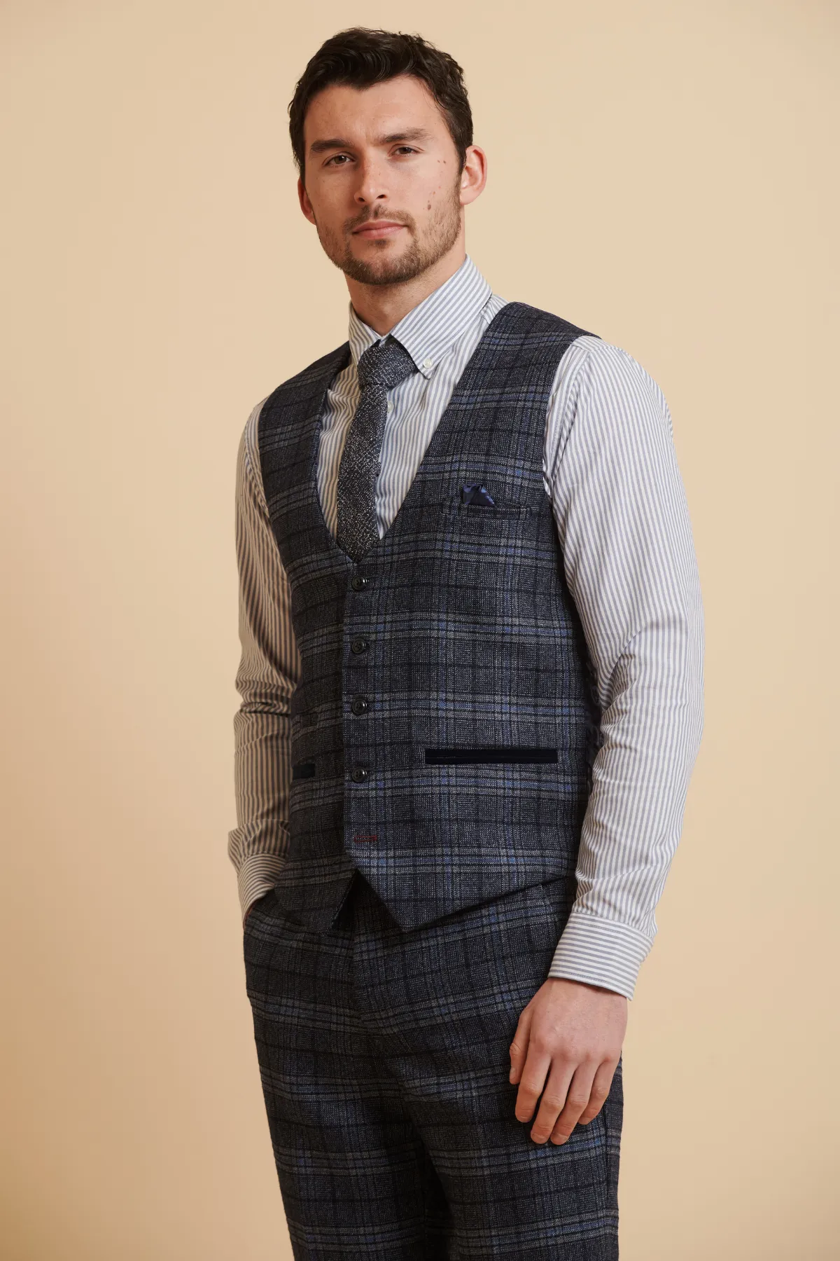 The Everton Collection | James Tarkowski in ANDY Blue Check Suit