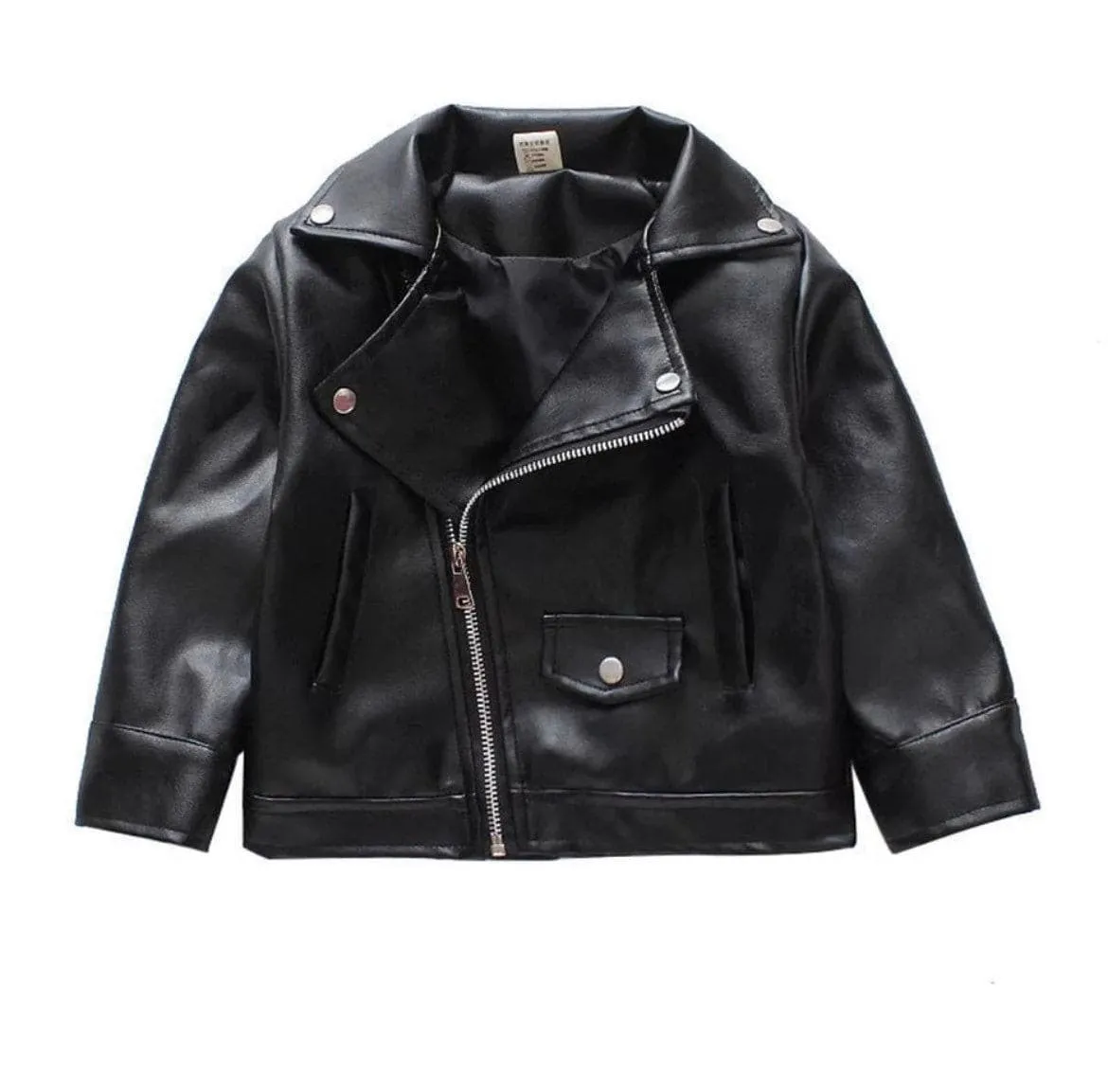 Unisex Black Leather Jacket for Baby and Toddlers, Size 1 year to 5 years