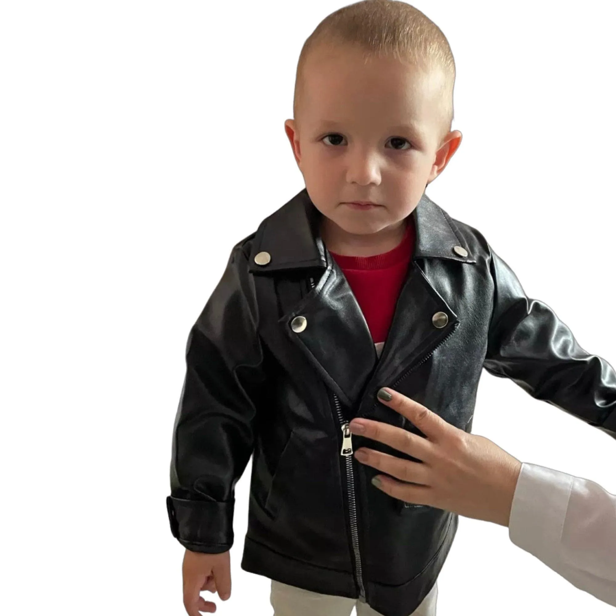 Unisex Black Leather Jacket for Baby and Toddlers, Size 1 year to 5 years