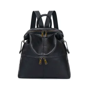 Versatile Leather Women's Backpack for Shoulder or Crossbody Use