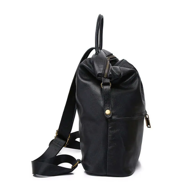 Versatile Leather Women's Backpack for Shoulder or Crossbody Use