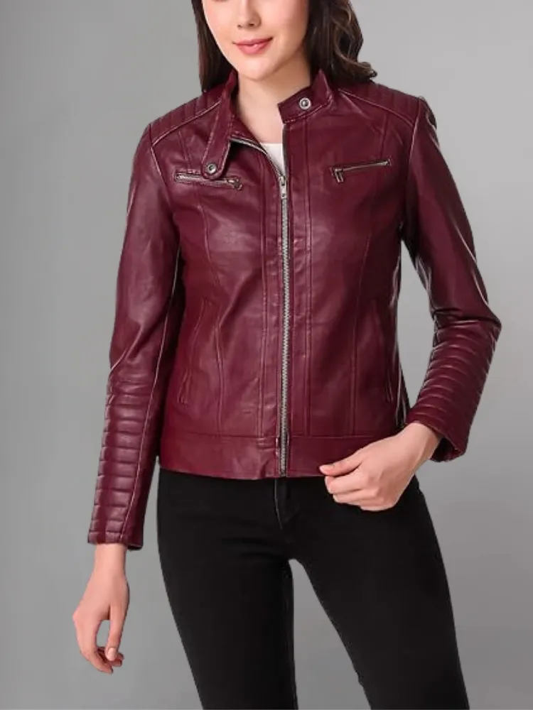 Woman Brown Color Sheep Leather Jacket