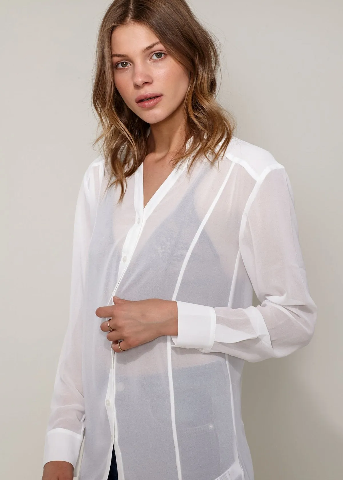 Women's Casual Sheer Hi-Lo Blouse