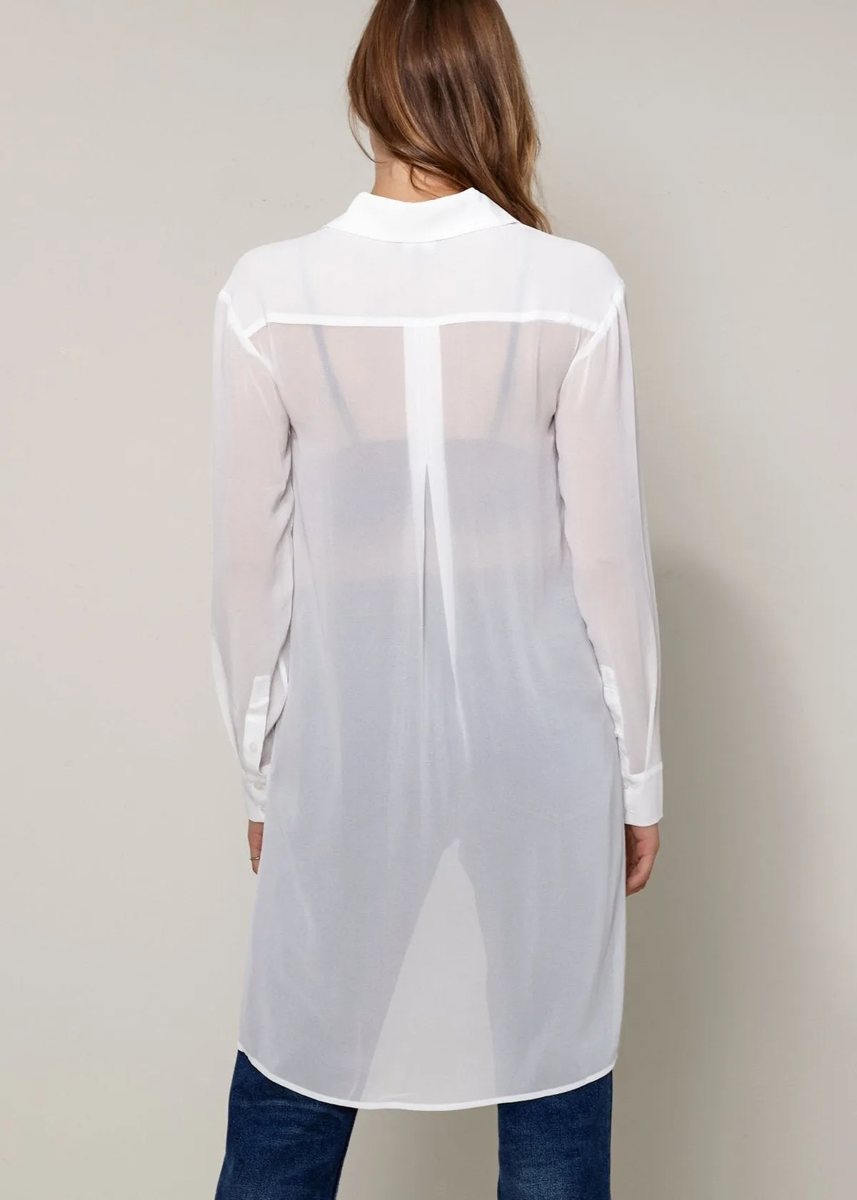 Women's Casual Sheer Hi-Lo Blouse