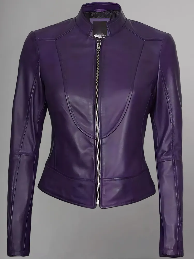 Women's Leather Collarless Jacket