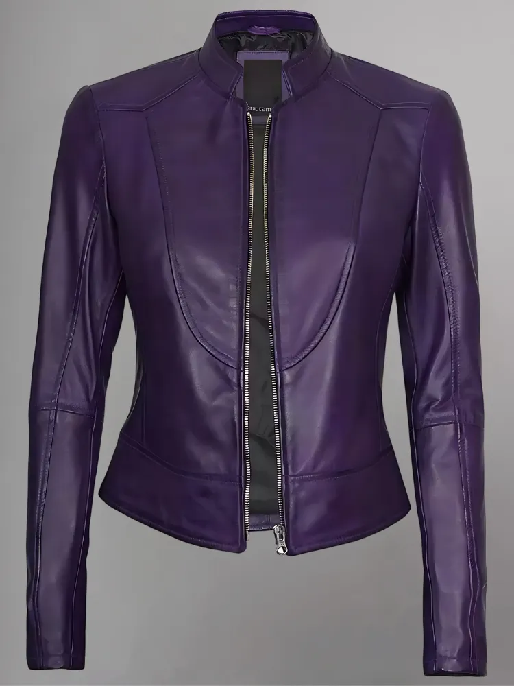 Women's Leather Collarless Jacket